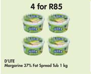 D'Light Margarine 37% Fat Spread Tub-4x1kg