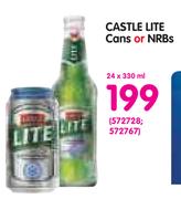 Castle Lite Cans Or NRBs-24 x 330ml