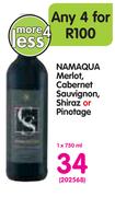 Namaqua Merlot, Cabernet Sauvignon, Shiraz Or Pinotage-750ml