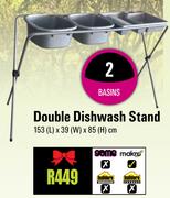 Camp Master 2 Basins Double Dishwash Stand 153x39x85Cm