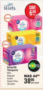 Lil-Lets Smartfit Tampons Mini, Regular, Super, Super Plus 32 Pack-Per Pack