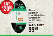 Shape Suganon Low Kilojoules Sweetener-3 x 500 Tablets