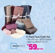 Mainstays 5 Pack Face Cloth Set-Per Set