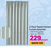 2 Pack Taped Unlined Curtain Assorted-Per Pack