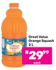 Great Value Orange Squash-2L Each