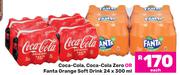 Coca Cola, Coca-Cola Zero Or Fanta Orange Soft Drink 24 x 300ml
