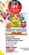 Brain Child Omega-3 Vitamins & Minerals Value Pack 60 Fish Oil Burstlets-Per Pack
