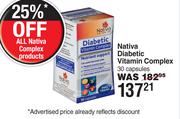 Nativa Diabetic Vitamin Complex-30 Capsules