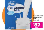 Great Value UHT Long Life Milk Assorted-6 x 1L