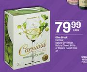 Olive Brook Carnival Natural Dry White, Natural Sweet White Rose Or Natural Sweet Rose-3L Each