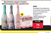 KWV Annabelle Cuvee Blanche,Cuvee Rose Non Alcoholic Rose Or Cuvee Blanche Non Alcoholic-750ml Each