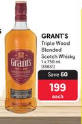 Grant's Triple Wood Blended Scotch Whisky-750ml Each