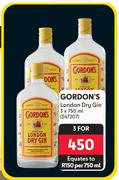 Gordon's London Dry Gin-For 3 x 750ml