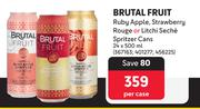 Brutal Fruit Ruby Apple, Strawberry Rouge Or Litchi Seche Spritzer Cans-24 x 500ml Per Case