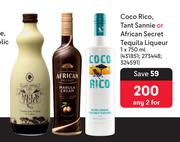 Coco Rico, Tant Sannie Or African Secret Tequila Liqueur-For 2 x 750ml