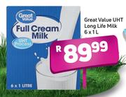 Great Value UHT Long Life Milk-6 x 1L