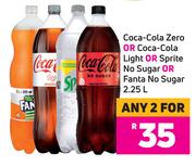 Coca Cola Zero Or Coca Cola Light Or Sprite No Sugar Or Fanta No Sugar-For Any 2 x 2.25L