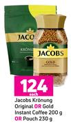 Jacobs Kronung Original Or Gold Instant Coffee 200g Or Pouch 230g-Each