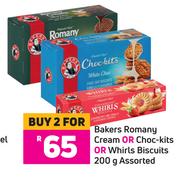 Bakers Romany Cream Or Choc Kits Or Whirls Biscuits Assorted-For 2 x 200g 