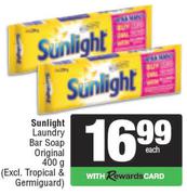 Sunlight Laundry Bar Soap (Original) Excl Tropical & Germiguard-400g Each
