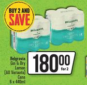 Belgravia Gin & Dry Lemon (All Variants) Can-For 2 x 6x440ml