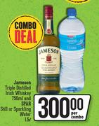 Jameson Triple Distilled Irish Whiskey 750ml & Spar Still Or Sparkling Water 1.5Ltr-Per Combo