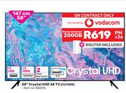 Samsung 147cm (58") Crystal UHD 4K TV (CU7000)-Home Internet 200GB
