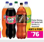 Fanta, Stoney Or Sprite Soft Drinks Assorted-For 4 x 2L