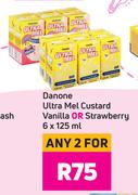 Danone Ultra Mel Custard (Vanilla Or Strawberry)-For Any 2 x 6 x 125ml  