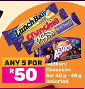Cadbury Chocolate Bar Assorted-For Any 5 x 40g/48g