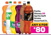 Fanta, Stoney  Or Sprite Soft Drinks Assorted-For Any 4 x 2Ltr