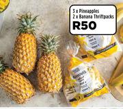 3 x Pineapples, 2 x Banana Thriftpacks