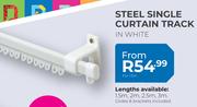 Steel Single Curtain Track In White 1.5m