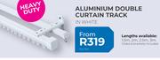 Aluminium Double Curtain Track In White 1.5m