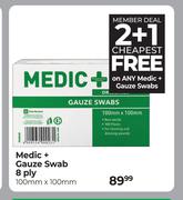 Medic+ Gauze Swab 8 Ply 100mm x 100mm
