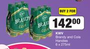 KWV Brandy & Cola Handies-For 2 x 6 x 275ml
