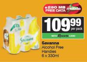 Savanna Alcohol Free Handies-6 x 330ml Per Pack