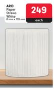 Aro Paper Straws White-6mm x 195mm Each