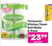 Twinsaver Kitchen Towel Roll White 2 Pack-Per Pack