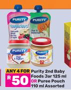 Purity 2nd Baby Foods Jar 125ml Or Puree Pouch 110ml Assorted-For Any 4