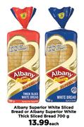 Albany Superior White Sliced Bread Or Albany Superior White Thick Sliced Bread-700g Each