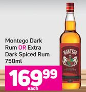 Montego Dark Rum Or Extra Dark Spiced Rum-750ml