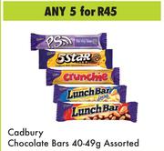 Cadbury Chocolate Bars 40/49g-For Any 5
