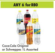 Coca-Cola (Original Or Schweppes) 1L- For Any 6