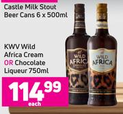 KWV Wild Africa Cream Or Chocolate Liqueur 750ml-Each
