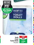 Softi 2 Ply Toilet Rolls 18 Pack