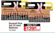 Duracell Plus AA Or AAA Batteries 12 Pack-Per Pack
