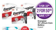 Energizer 3V Lithium Coin Battery 2 Pack-For 1