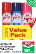 Air Scents Air Enhancer Value Pack Assorted-3 x 200ml Per Pack