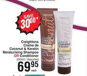 Creightons Creme de Coconut & Keratin Moisturising Shampoo Or Conditioner Assorted-250ml Each